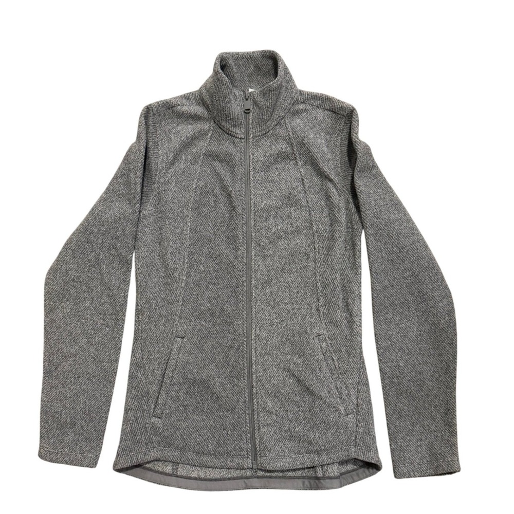 Athleta Stroll Fleece Full Zip Jacket Gray Herringbone Textured Women's XS - Picture 4 of 13